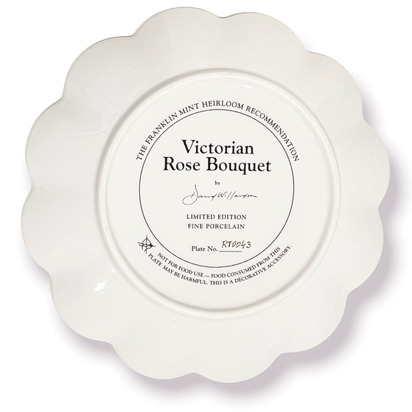 Franklin Mint Set of 2 Plates Porcelain 24 Kt Gold Trim Bouquet Limit Edition - Picture 9 of 9